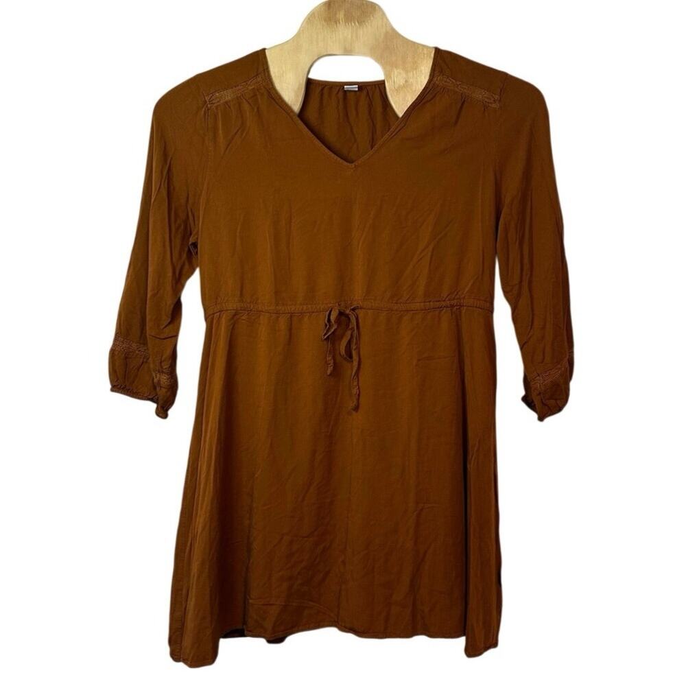 Old Navy Long Sleeve‎ V-Neck Lace Mini Tie Waist Dress Size XL Burnt Ginger Boho